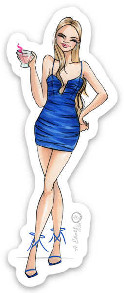 Poppy Blue Dress Sticker (J3)