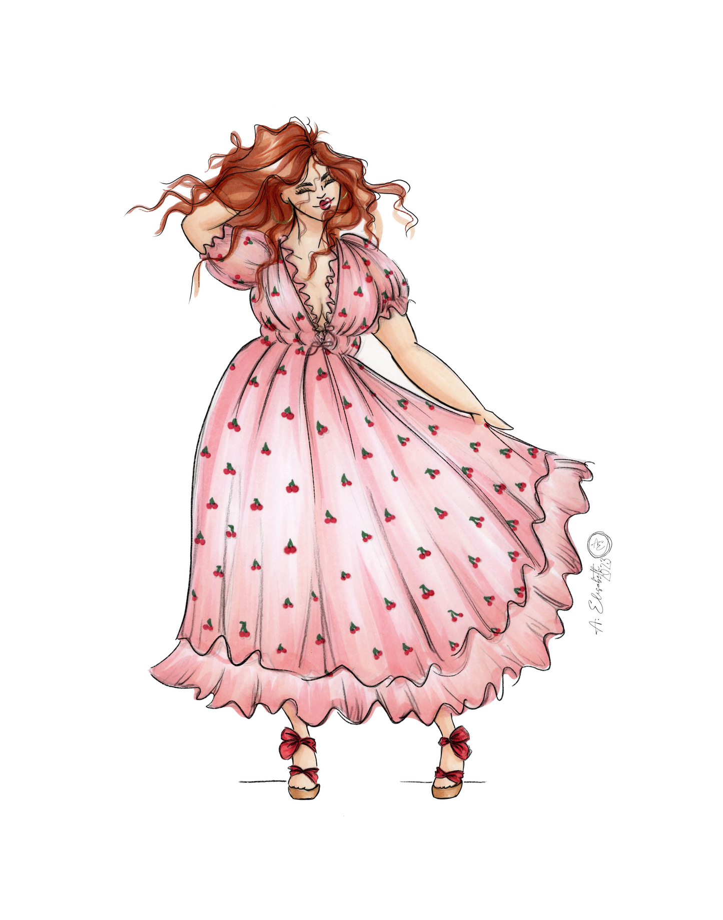 Tess Cherry Dress 5x7 Print