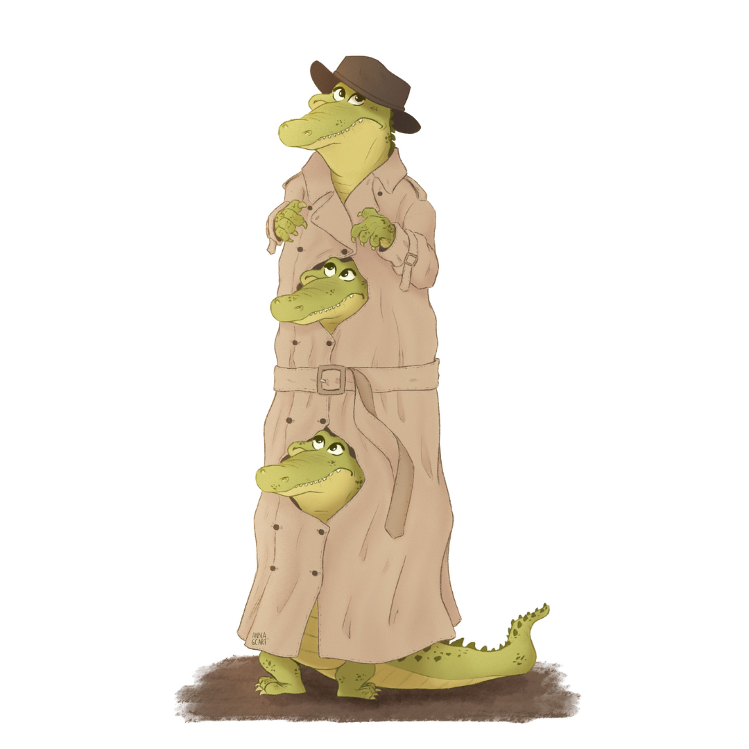 Three Alligators in a Trenchcoat Sticker (E6)